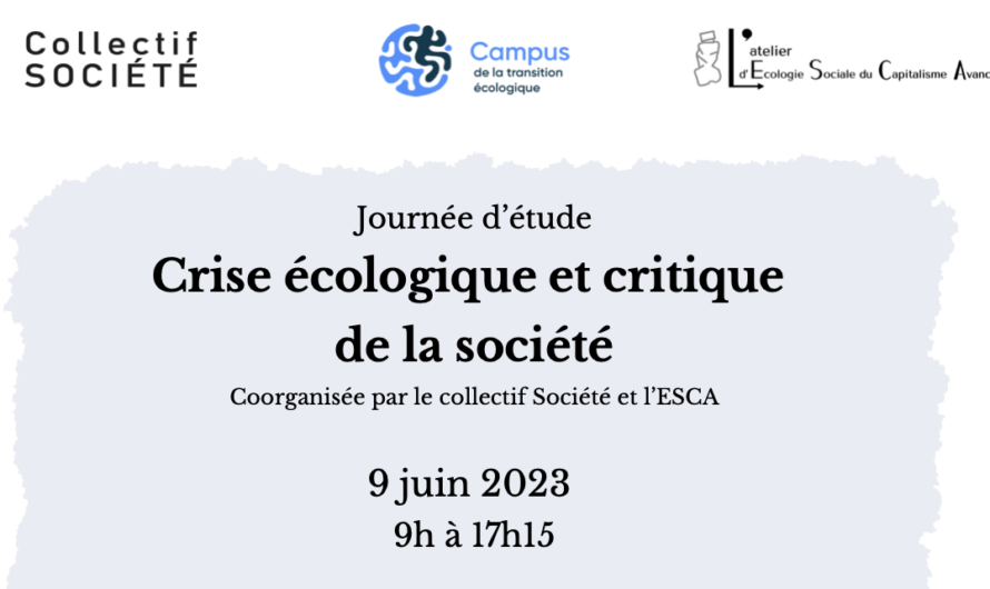 JOURNÉE D&rsquo;ÉTUDE | Crise écologique et critique de la société